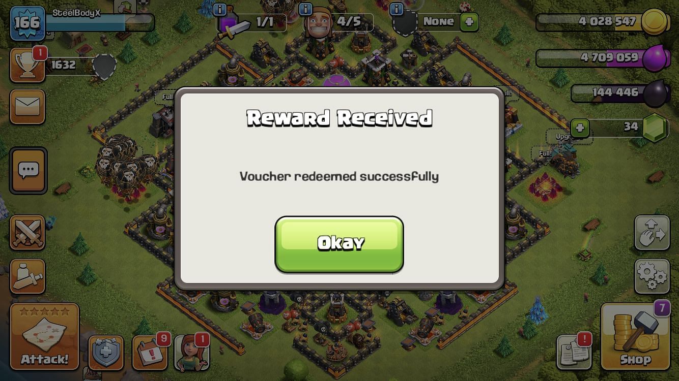 Claiming reward in Clash of Clans (Image via Supercell)