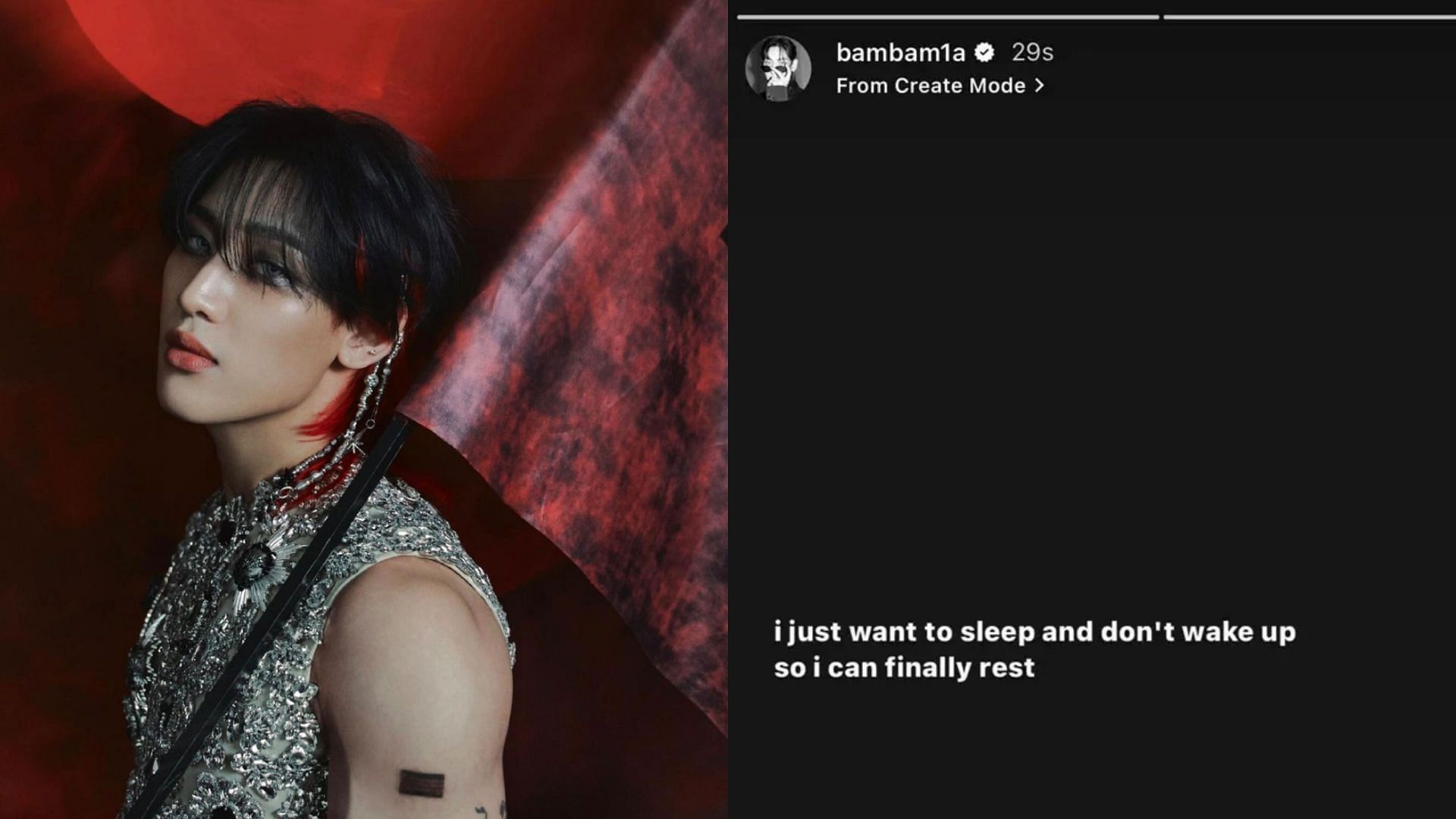 BamBam, has raised concern about his mental health with recent social media posts (Image via Instagram/@bambam1a)