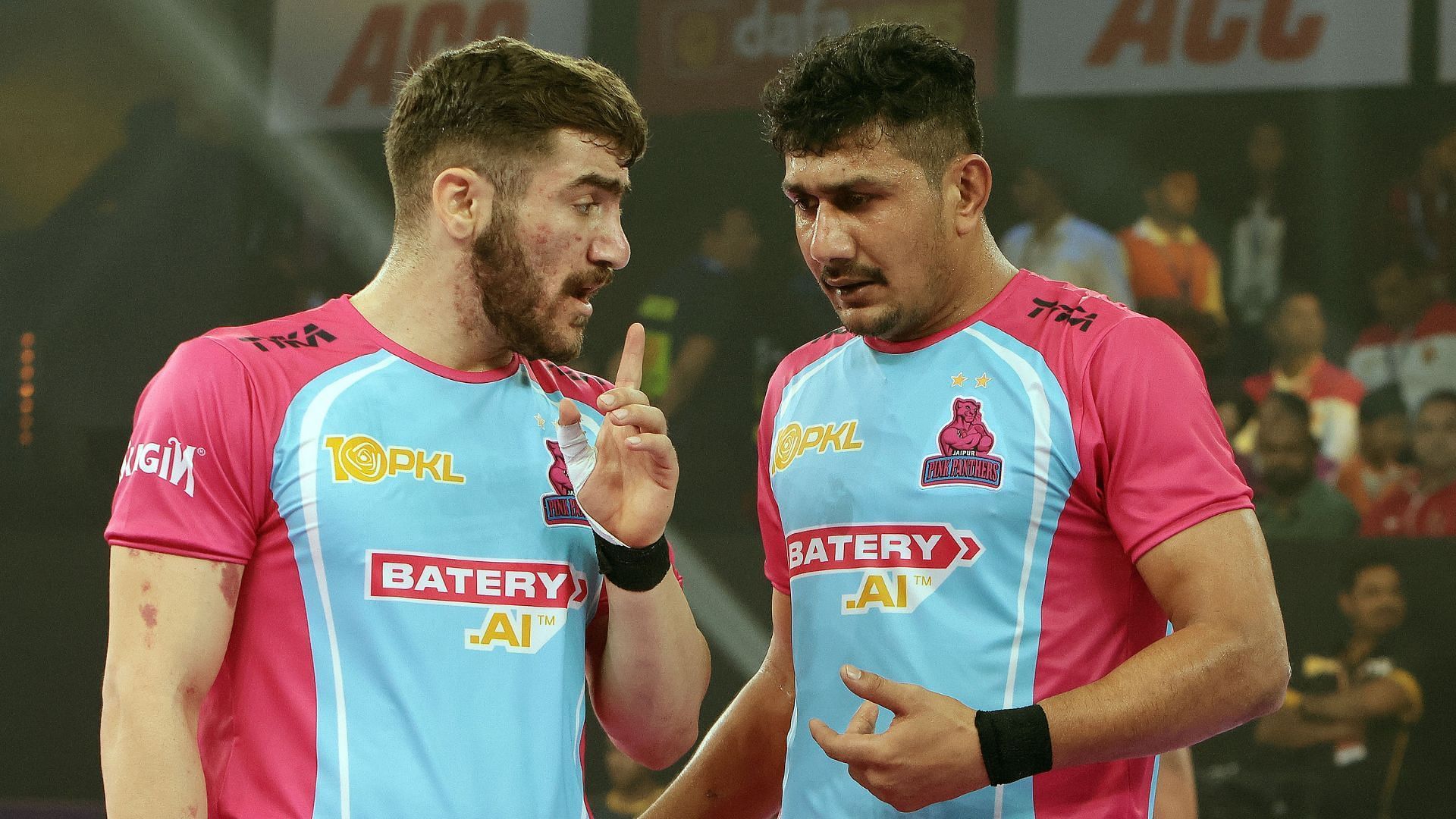 Sahul Kumar (left) has been key to Jaipur Pink Panthers&#039; defense (Image Credits: PKL)