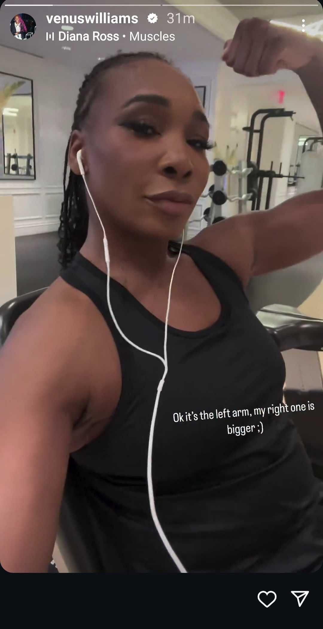 Venus Williams&#039; Instagram Story (Image: Instagram @venuswilliams)