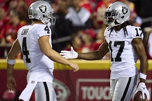 Derek Carr, left, Davante Adams, right Las Vegas Raiders v Kansas City Chiefs - Source: Getty