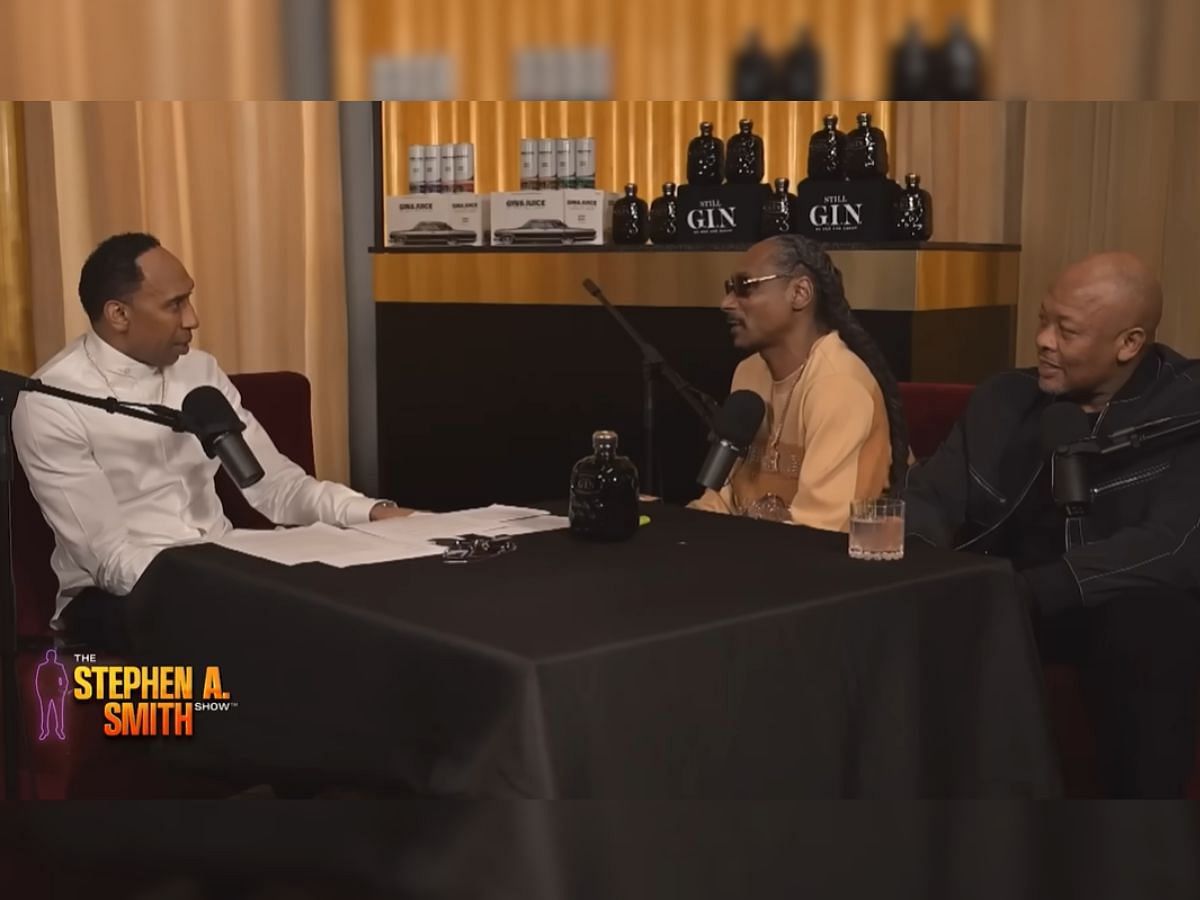 Still from Snoop and Dre&rsquo;s interview on the Stephen A. Smith Show (Image via YouTube/@Stephen A. Smith)