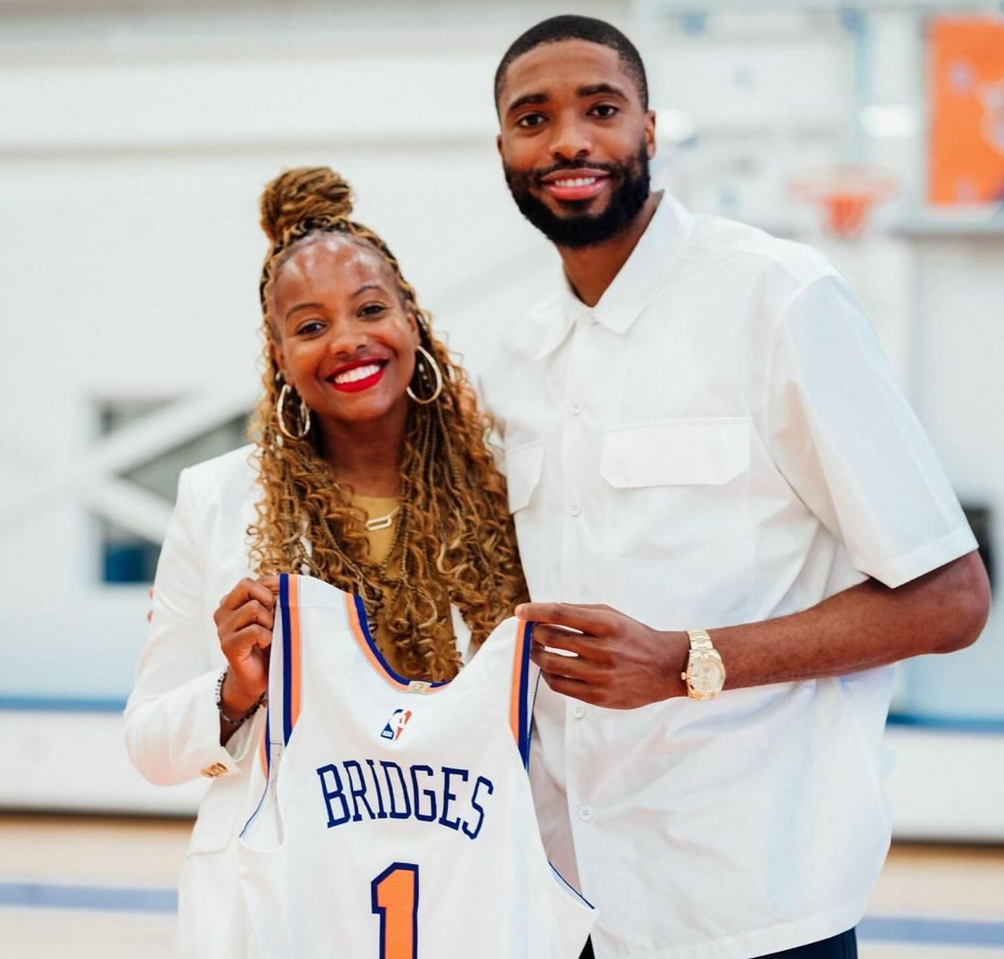 Mikal Bridges with his mother