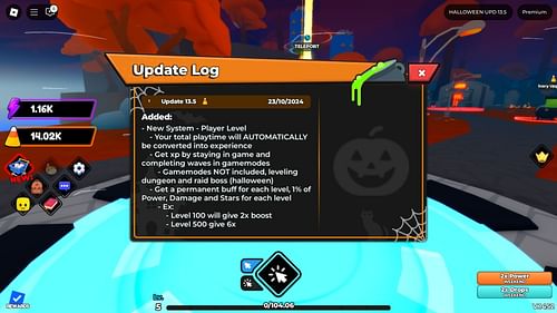 The update log of Mini 13.5 update (Image via Roblox)