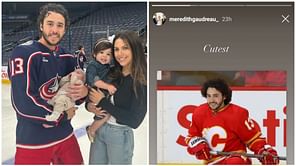 Meredith Gaudreau reacts to Johnny Gaudreau's adorable throwback picture from Calgary Flames days