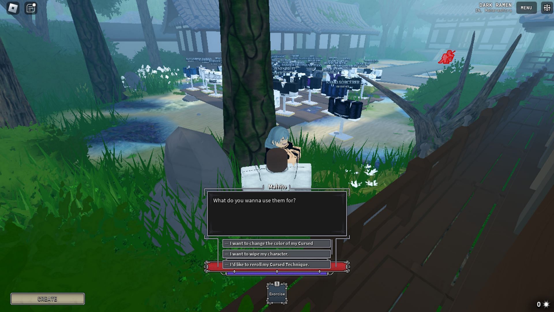 Mahito NPC location in the Hideout (Image via Roblox)