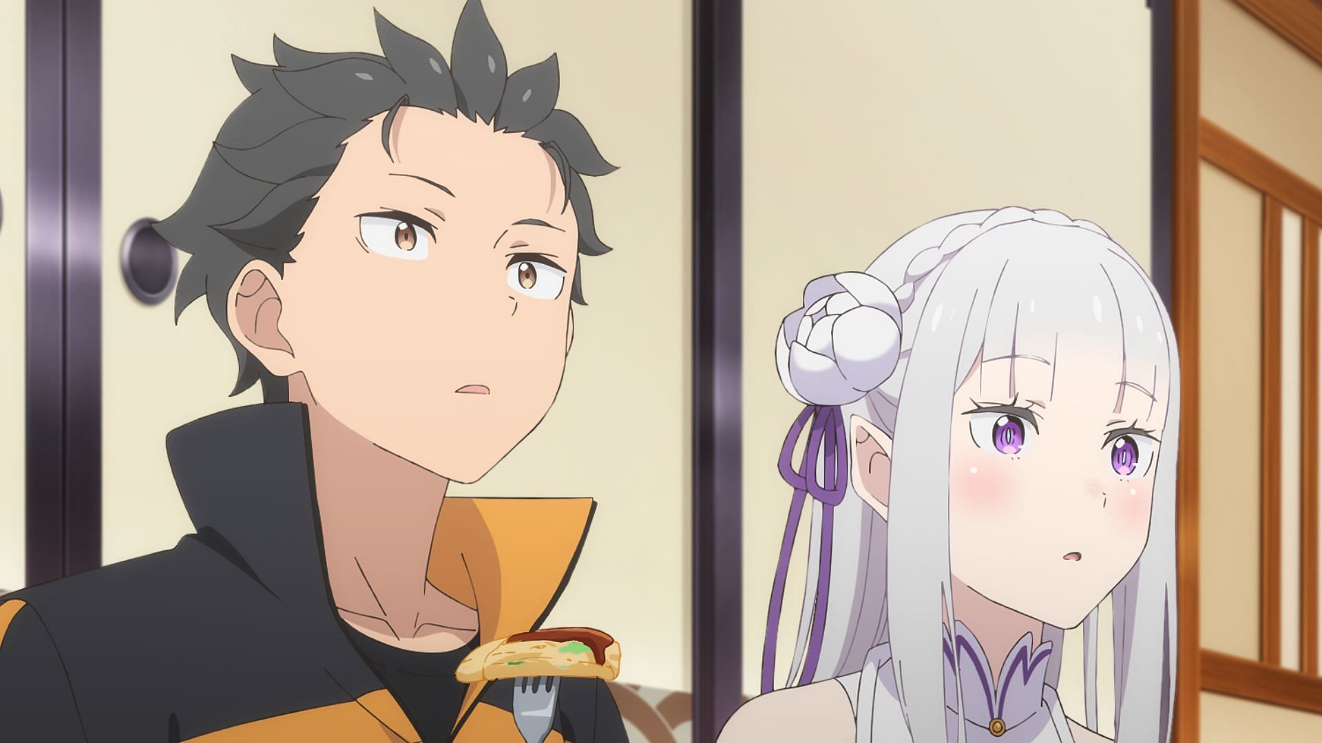 Emilia and Subaru in Re:ZERO season 3 episode 1 (Image via White Fox)