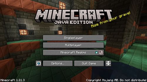 The splash screen displays a spooky message when you launch Minecraft. (Image via Mojang Studios)