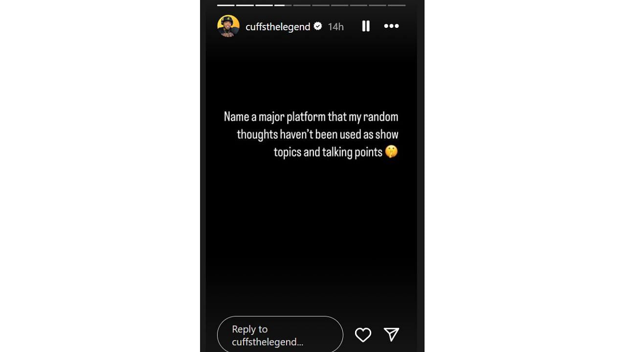 "Cuffs The Legend" continues his rant. [photo: @cuffsthelegend/IG]