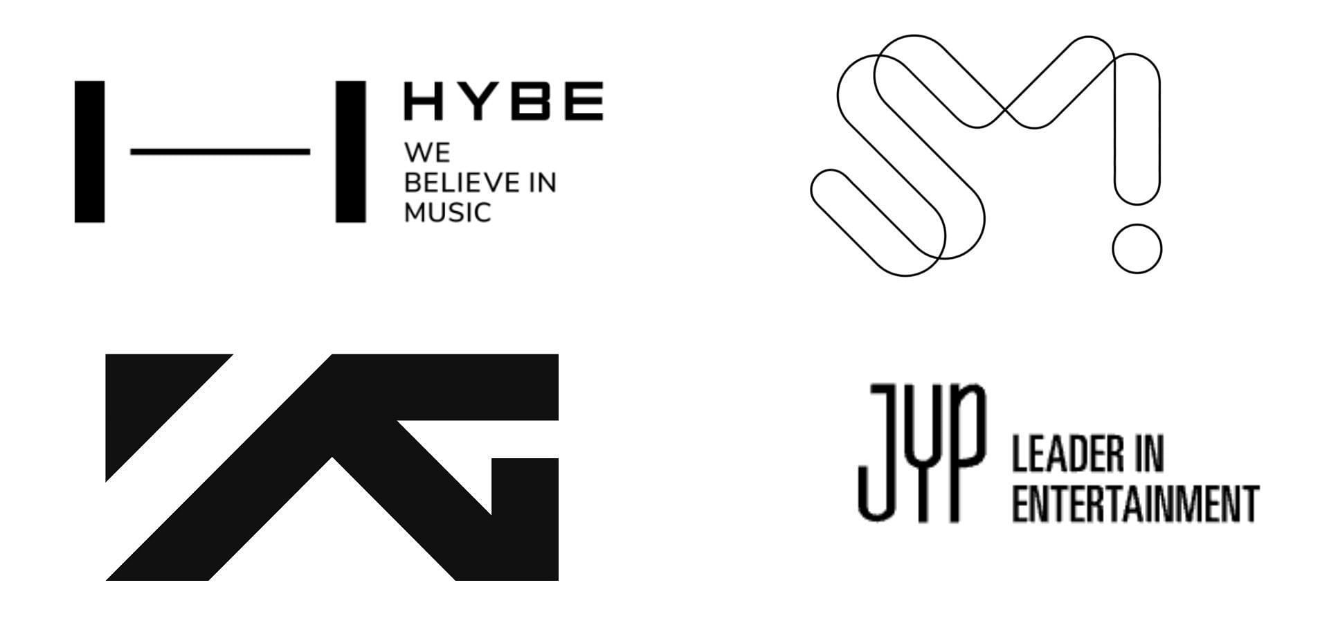 K-pop agencies questioned over choreography copyrights, unfair album practices &amp; more at the National Assembly audit. (Images via HYBE, YG, SM, JYP, KakaoTalk, FTC websites)