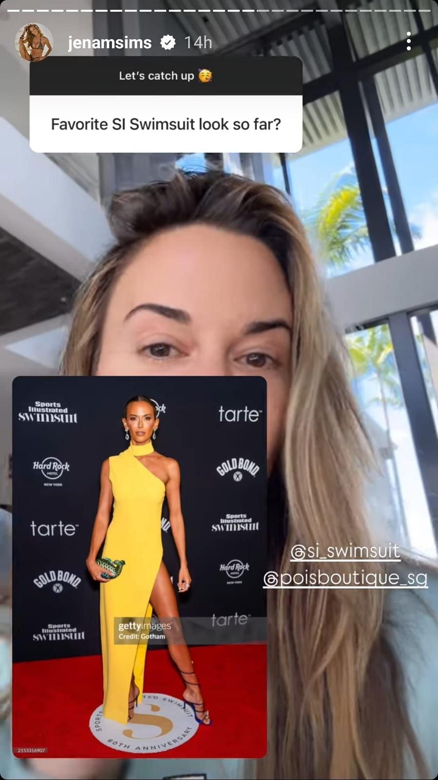 Jena Sims&#039; look in the yellow dress ( via Jena Sims&#039; Instagram story)