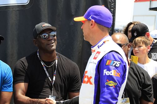 Team 23Xi co-owner Michael Jordan with Denny Hamlin. (Source: Getty Images)