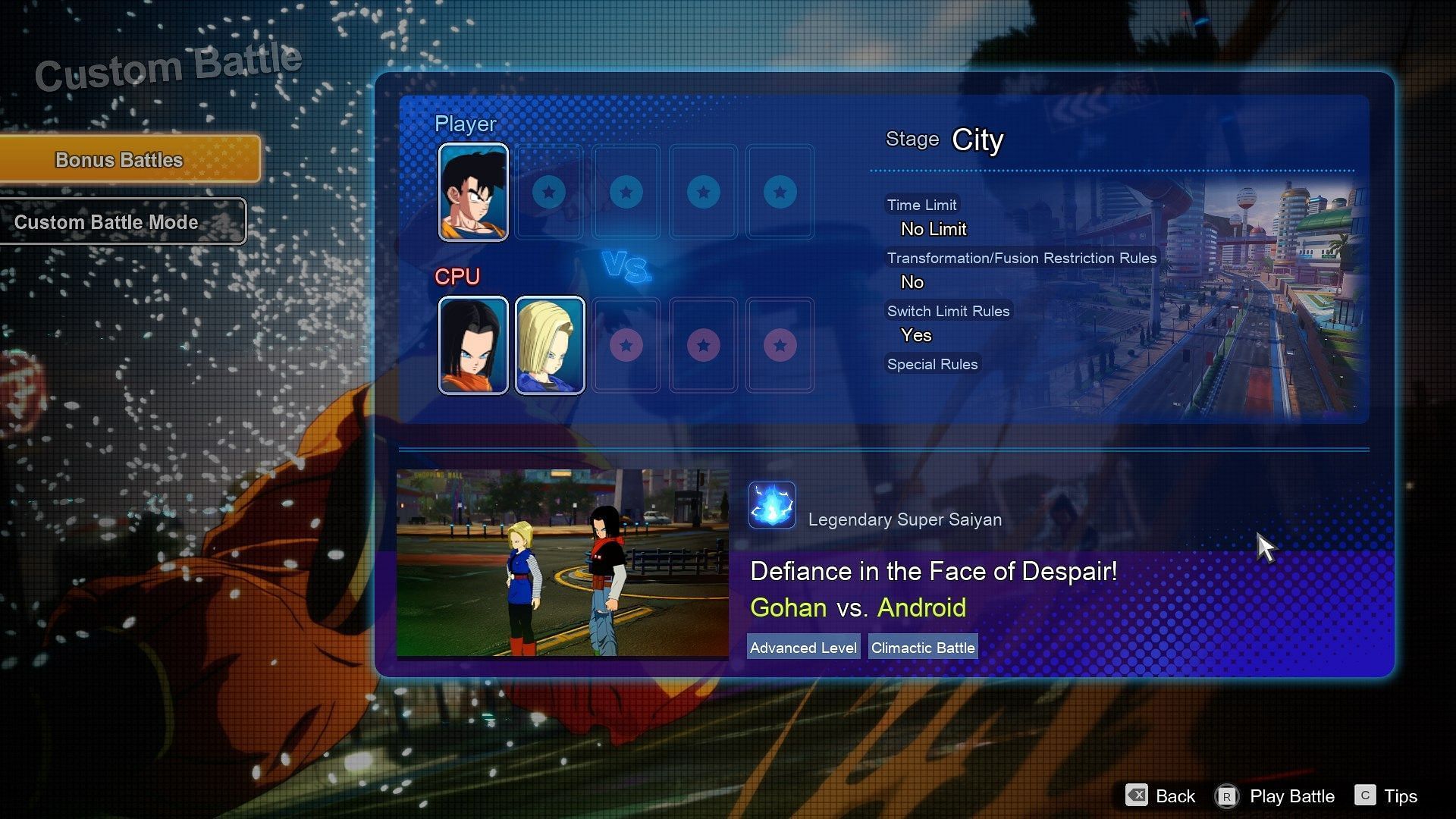 Complete Stop Android! and Defiance in the Face of Despair! bonus battles to unlock Future Gohan. (Image via Bandai Namco)