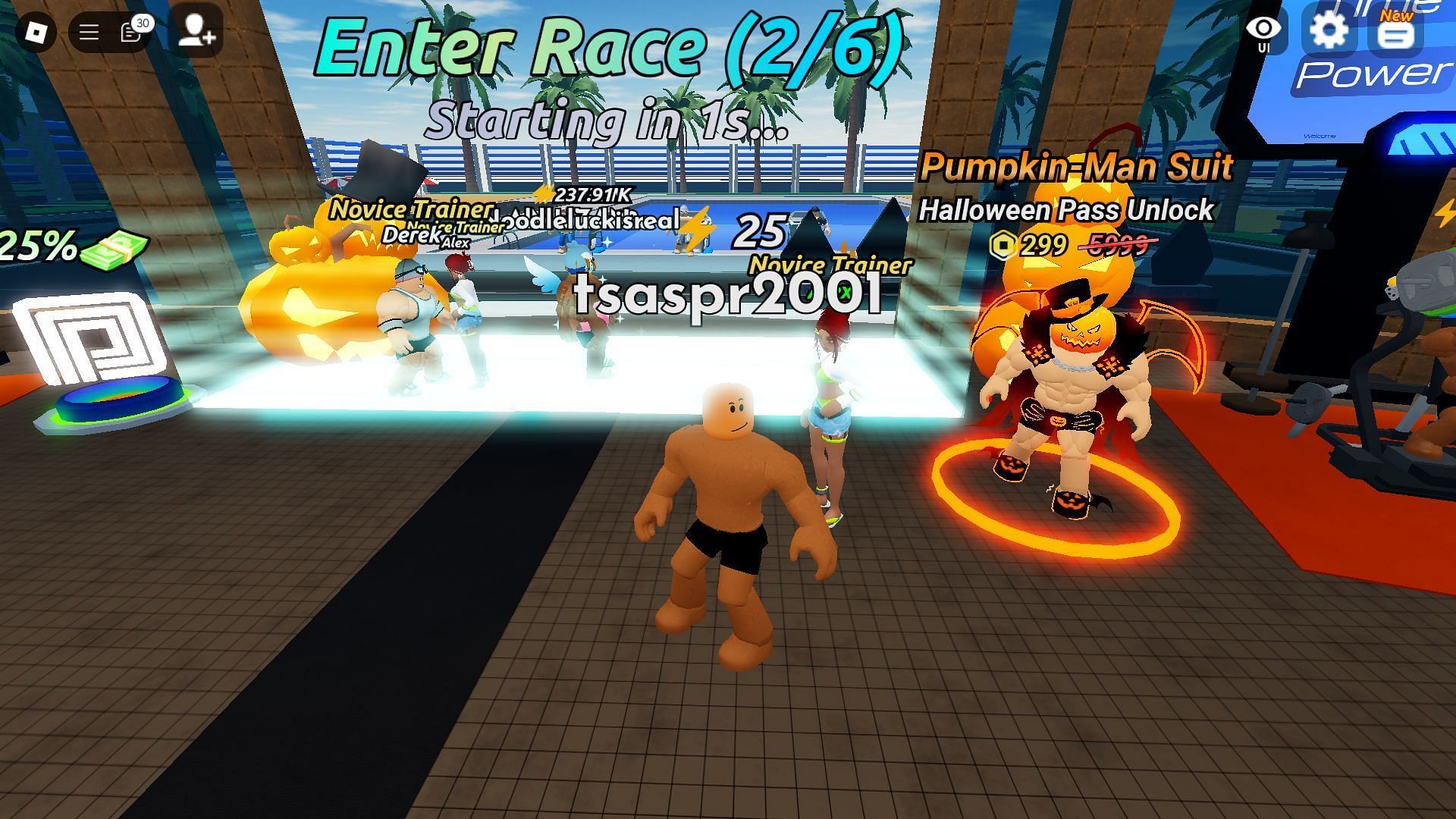 Get the Pumpkin Man Suit in Swim League (Image via Roblox)