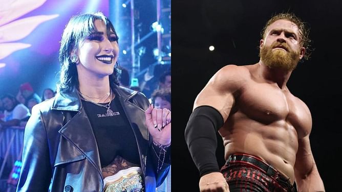 Buddy Matthews reacts after Rhea Ripley breaks the internet with her new picture