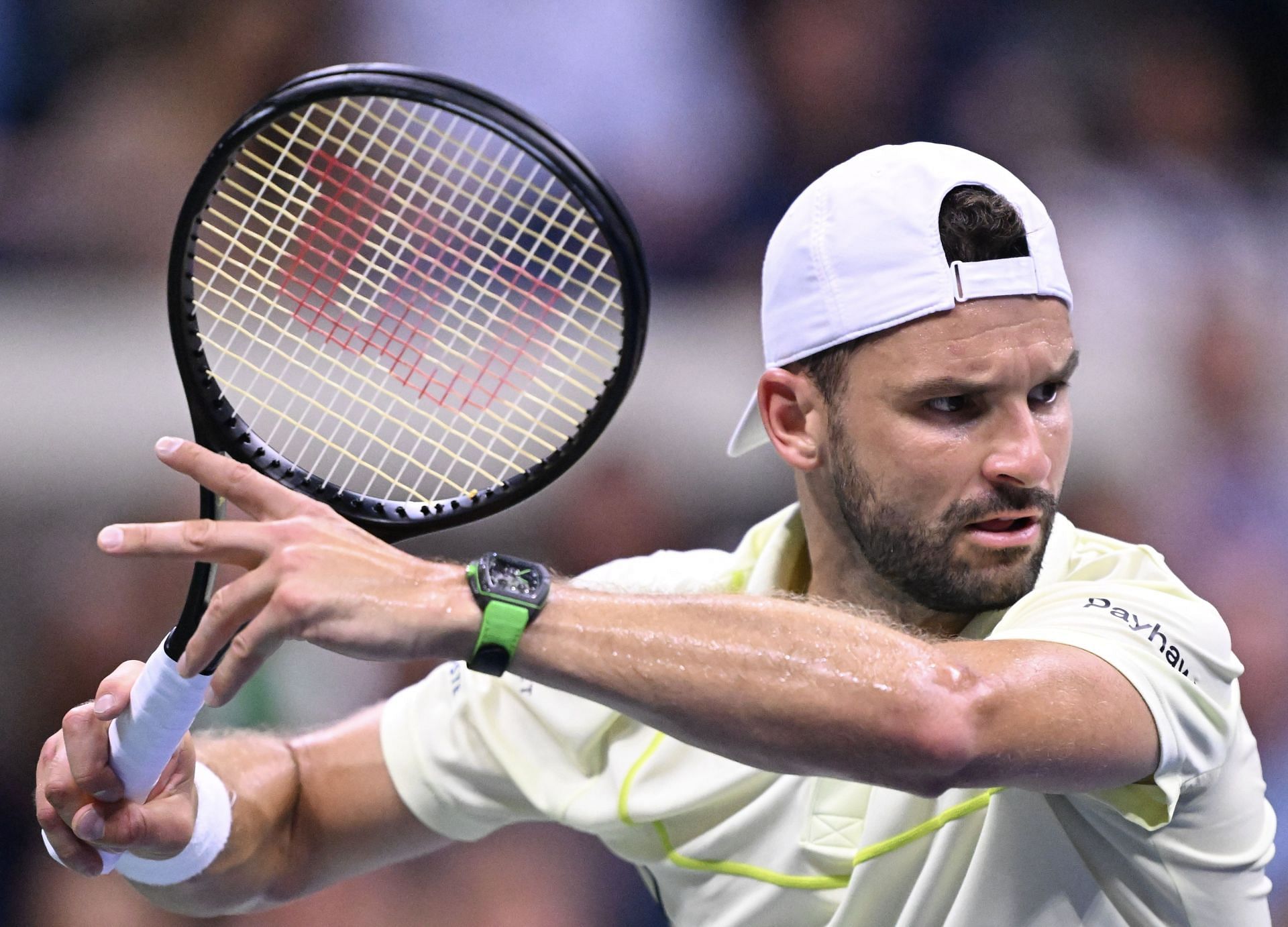 In Picture: Grigor Dimitrov pictured playing a shot [Source: Getty]