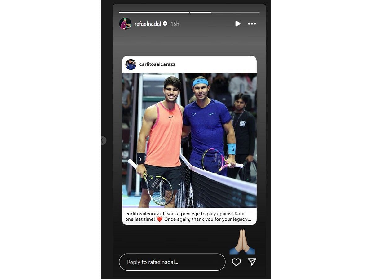 Rafael Nadal's Instagram story