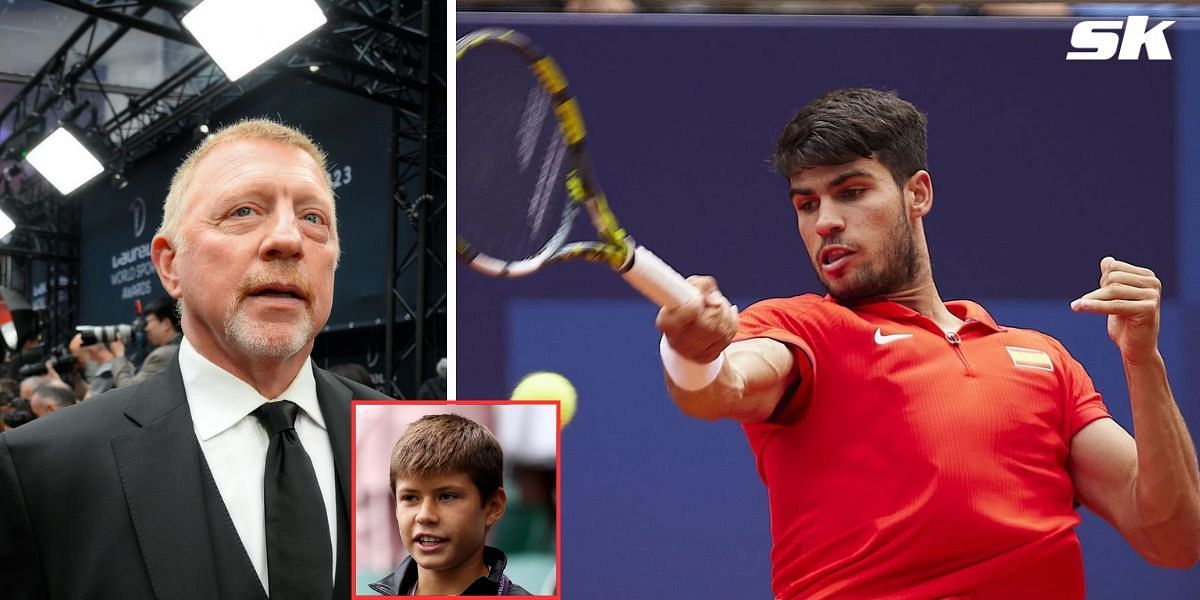 Boris Becker (L), Carlos Alcaraz (R), Jaime Alcaraz (Inset) (Image source: Getty)