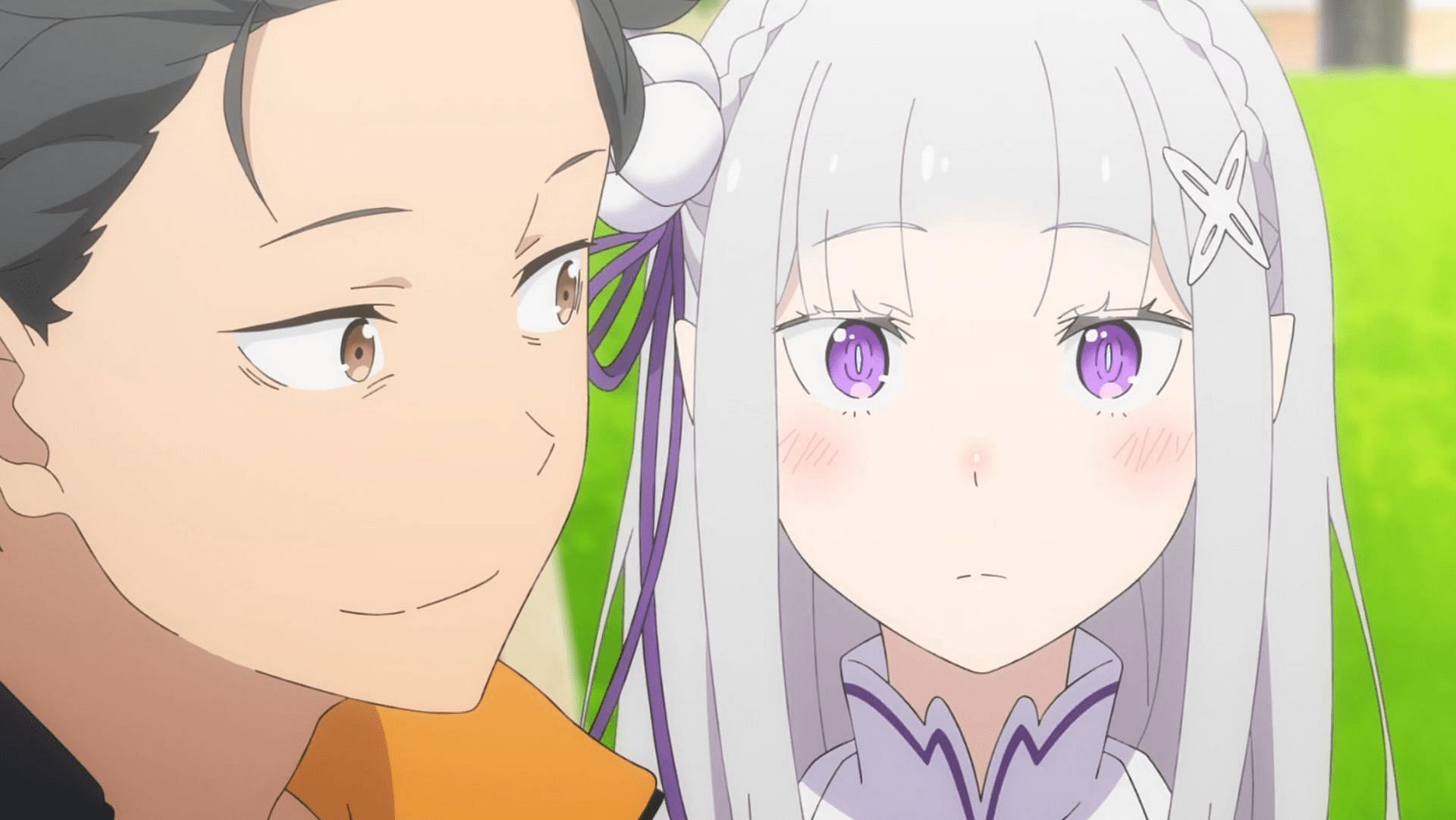 Subaru and Emilia as seen in the anime (image via White Fox)