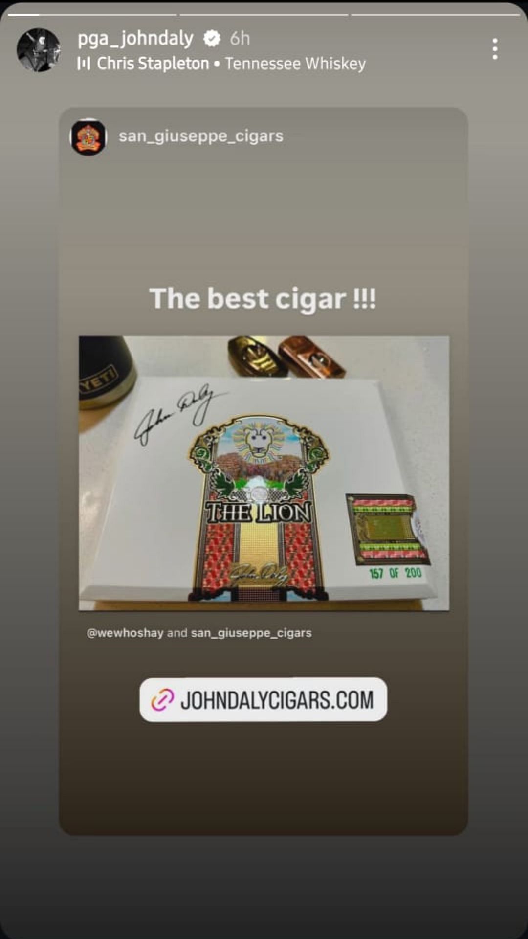 An image of John Daly&#039;s Instagram story [Image Credits: Instagram - @pga_johndaly]