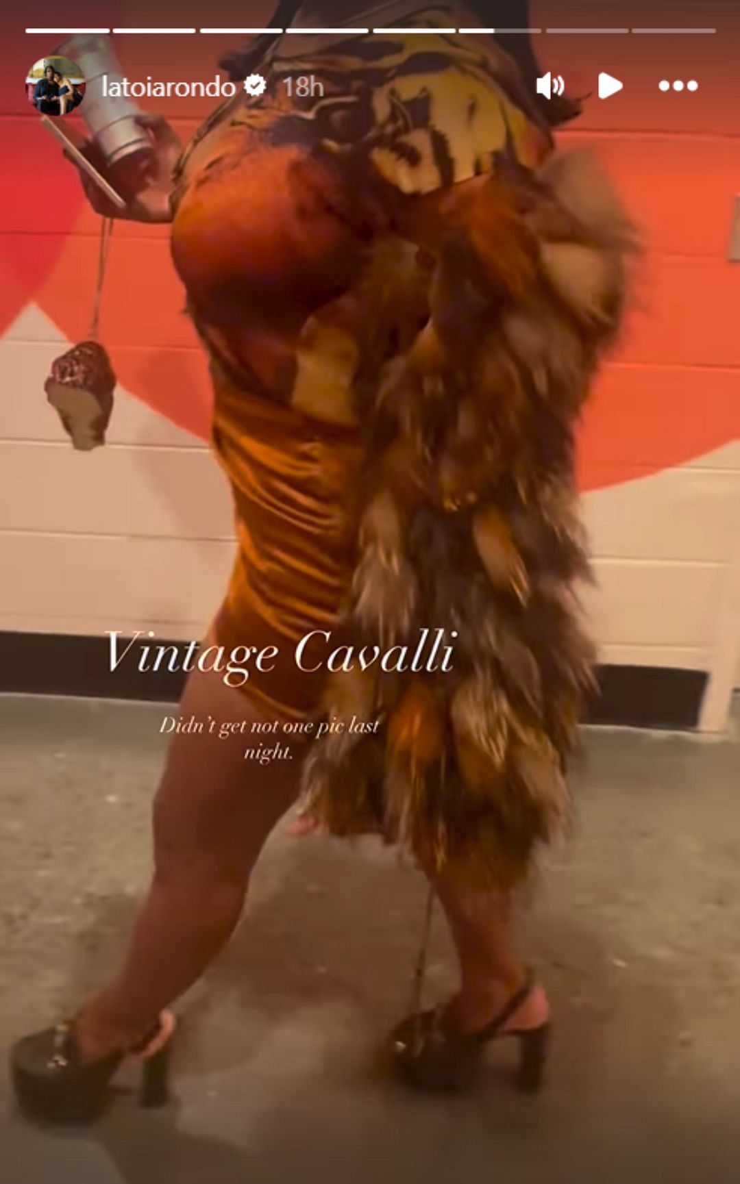 Latoia shows off her vintage Cavalli outfit (Image: @latoiarondo IG)