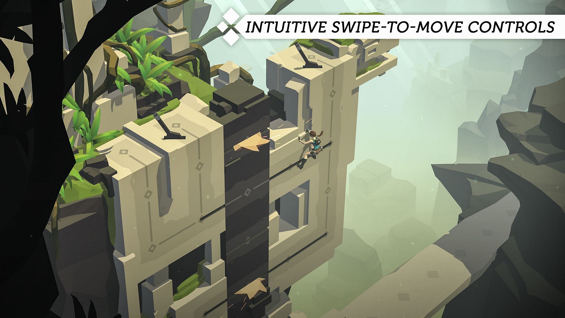 Lara Croft Go has a simple stylized visual design (Image via Square Enix)