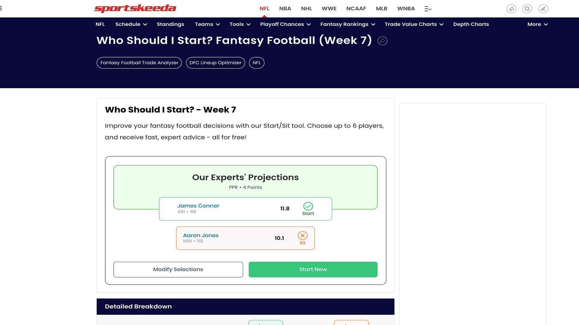 Sportskeeda's Start/Sit Optimizer declares best option for Week 7