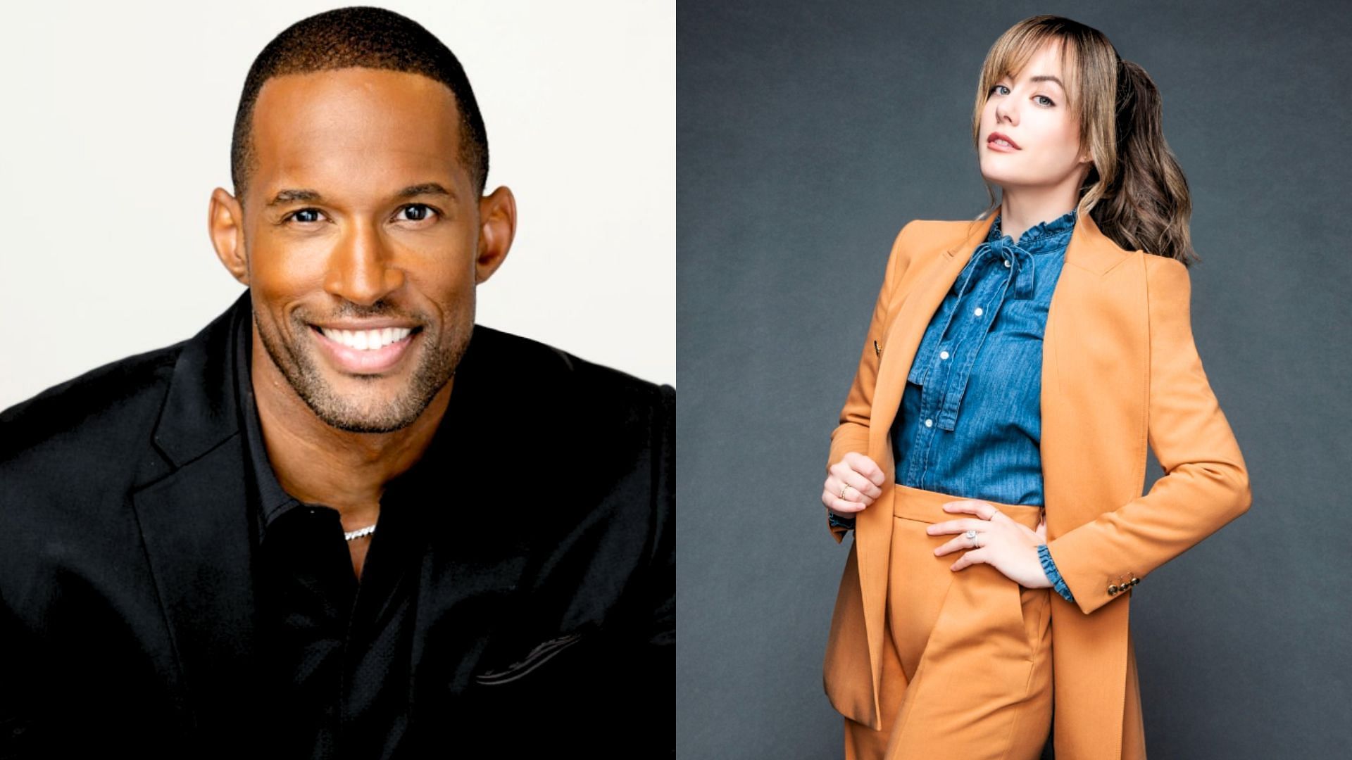 Annika Noelle and Lawrence Saint Victor as Hope and Carter on B&amp;B (Image via Instagram/@boldandbeautifulcbs)