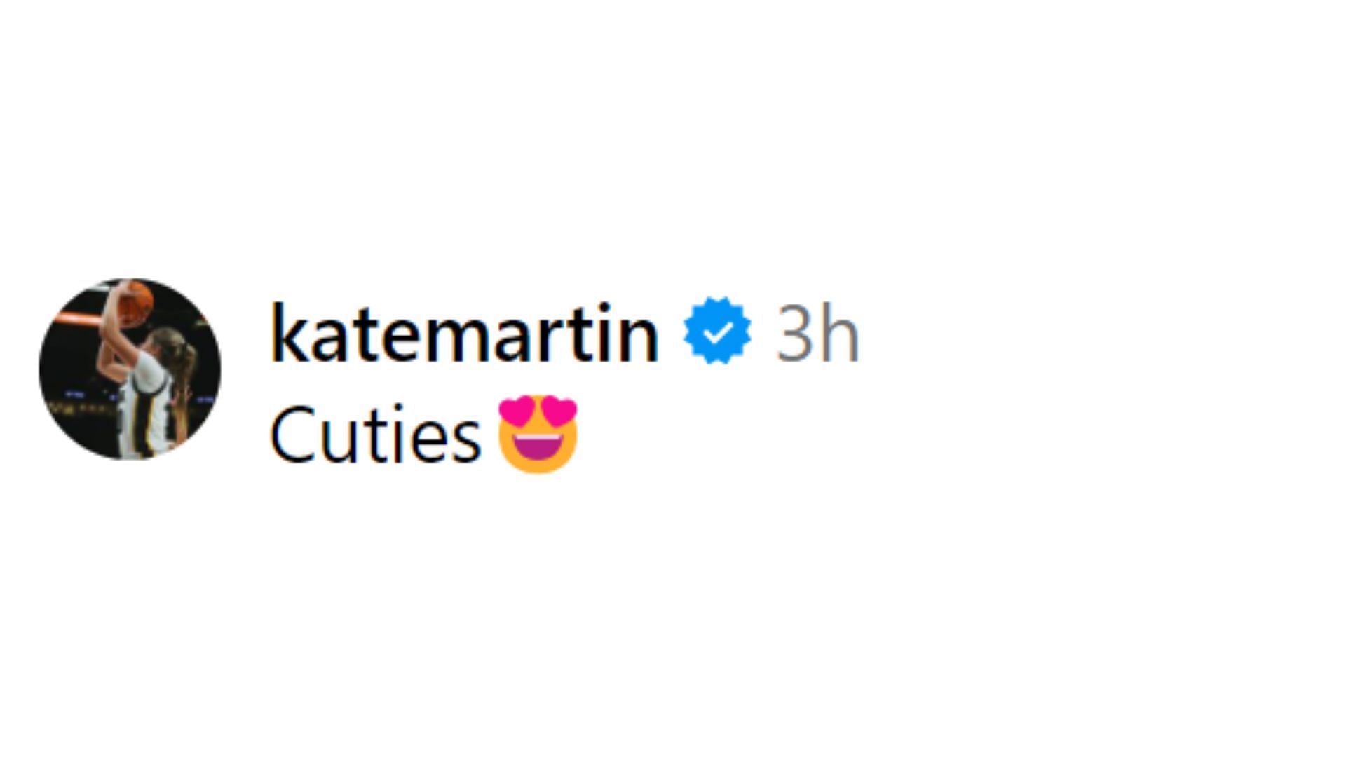 Kate Martin's reaction to Gabbie Marshall's photo (Image Source: @gabbie.marshall/Instagram)