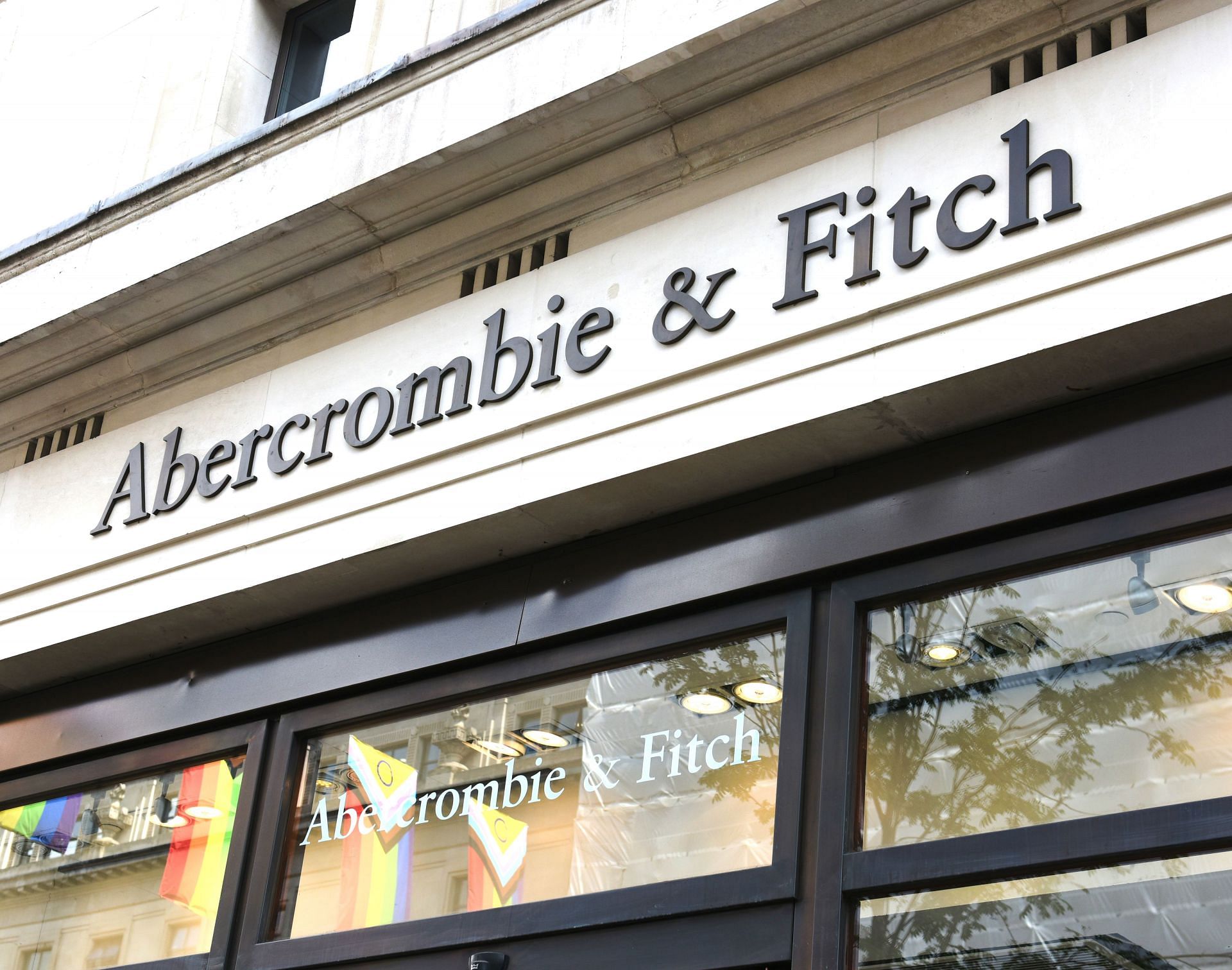 Abercrombie &amp; Fitch store sign on building exterior - Source: Getty