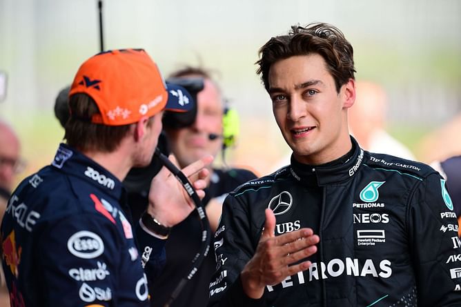 Max Verstappen claps back at George Russell's claims that he races Lando Norris more aggressively: "He should just speak for himself"
