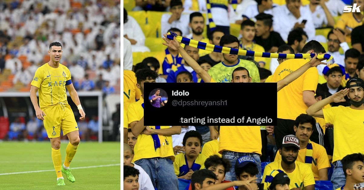 Cristiano Ronaldo (left) and Al-Nassr fans (right) (Image via Getty and X/@dpsshreyansh1)