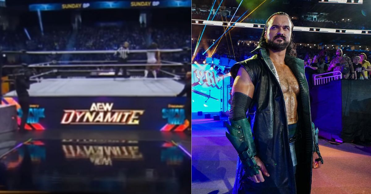 Dynamite ring [left] and Drew McIntyre [right] (Source: AEW YouTube and WWE Gallery)