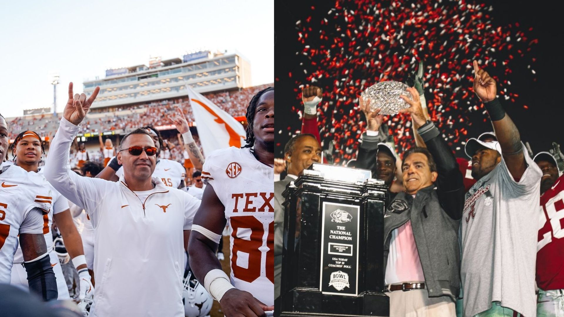 Steve Sarkisian and Nick Saban (Texas &amp; Alabama