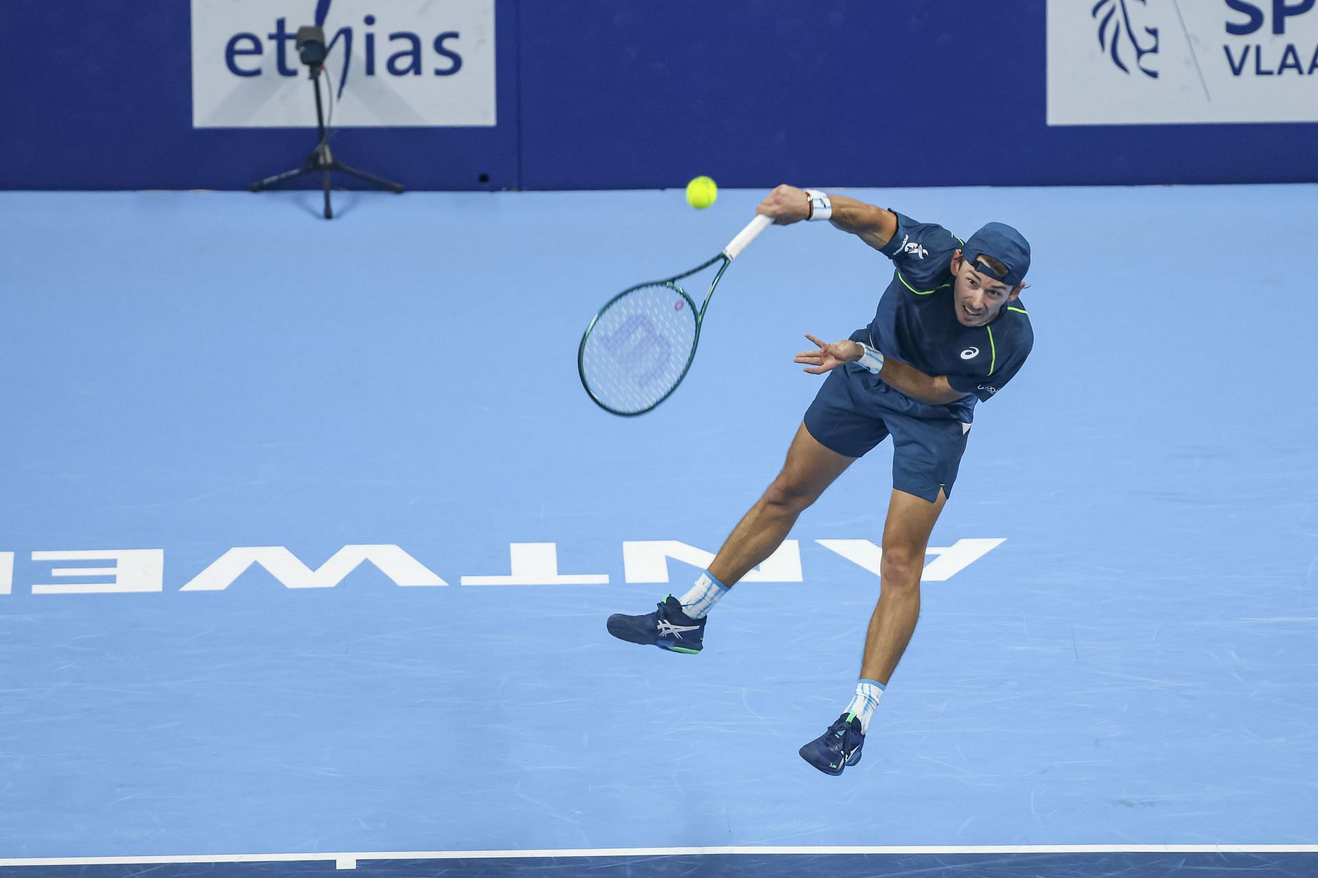 De Minaur plays a point in the European Open - Source: Getty