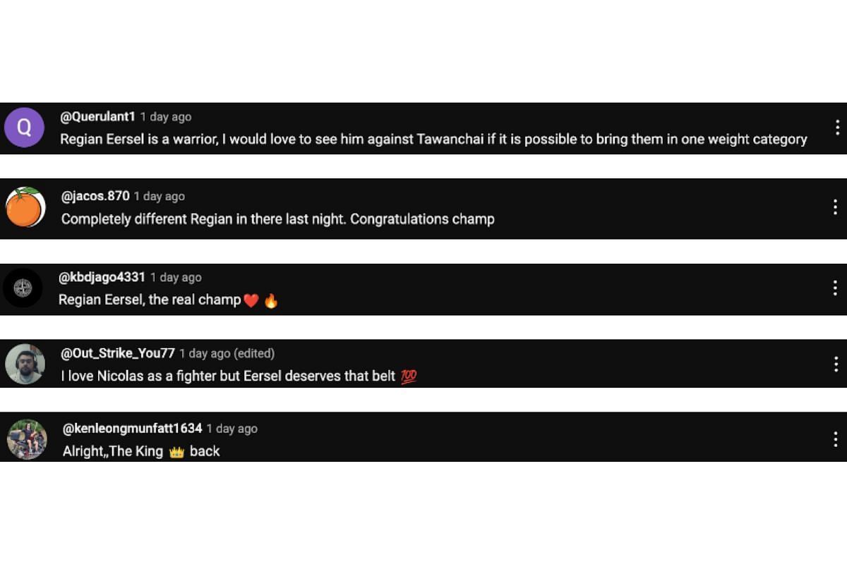 Screenshot of fans&#039; comments