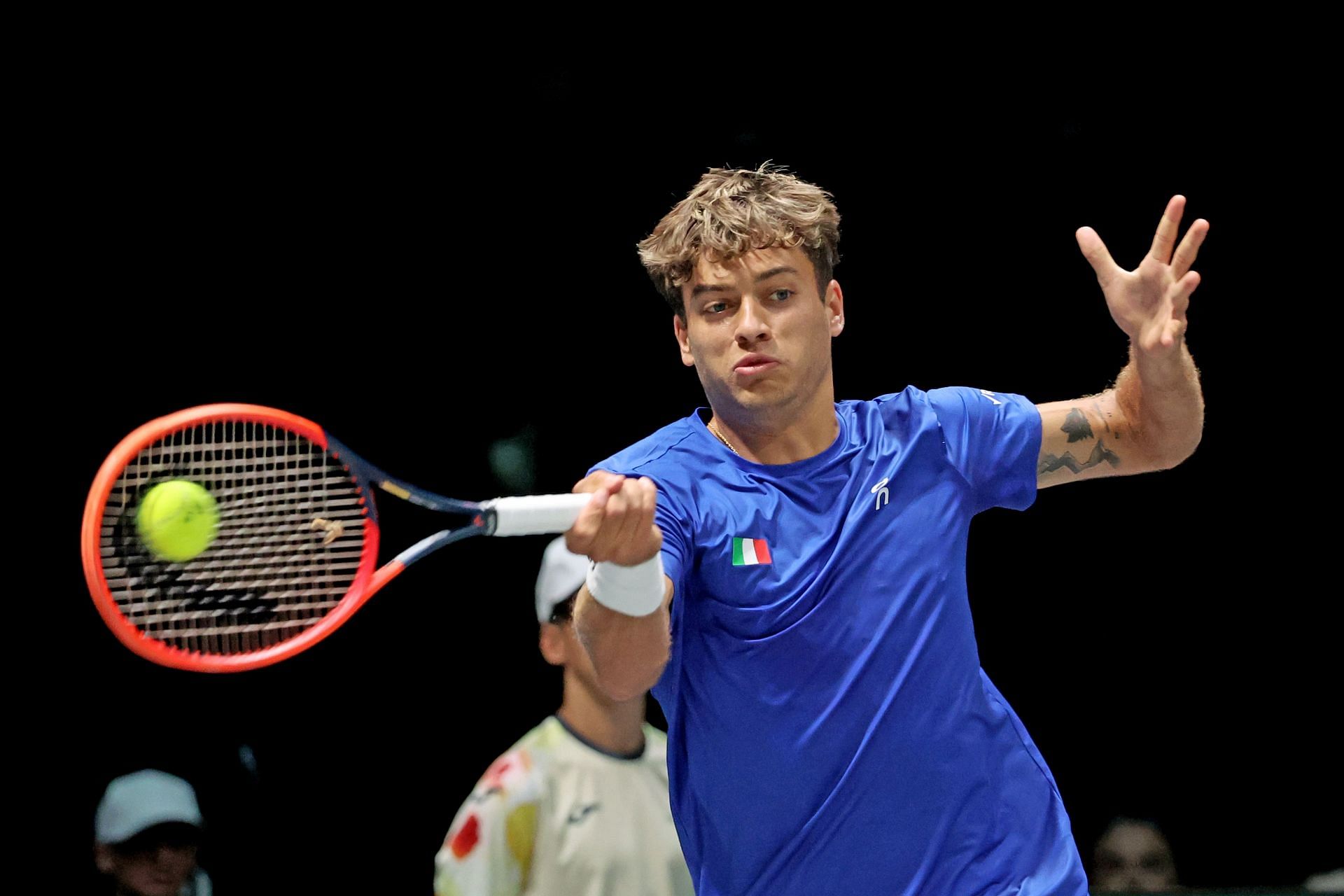 Flavio Cobolli in action for Italy at the 2024 Davis Cup Finals (Picture: Getty)