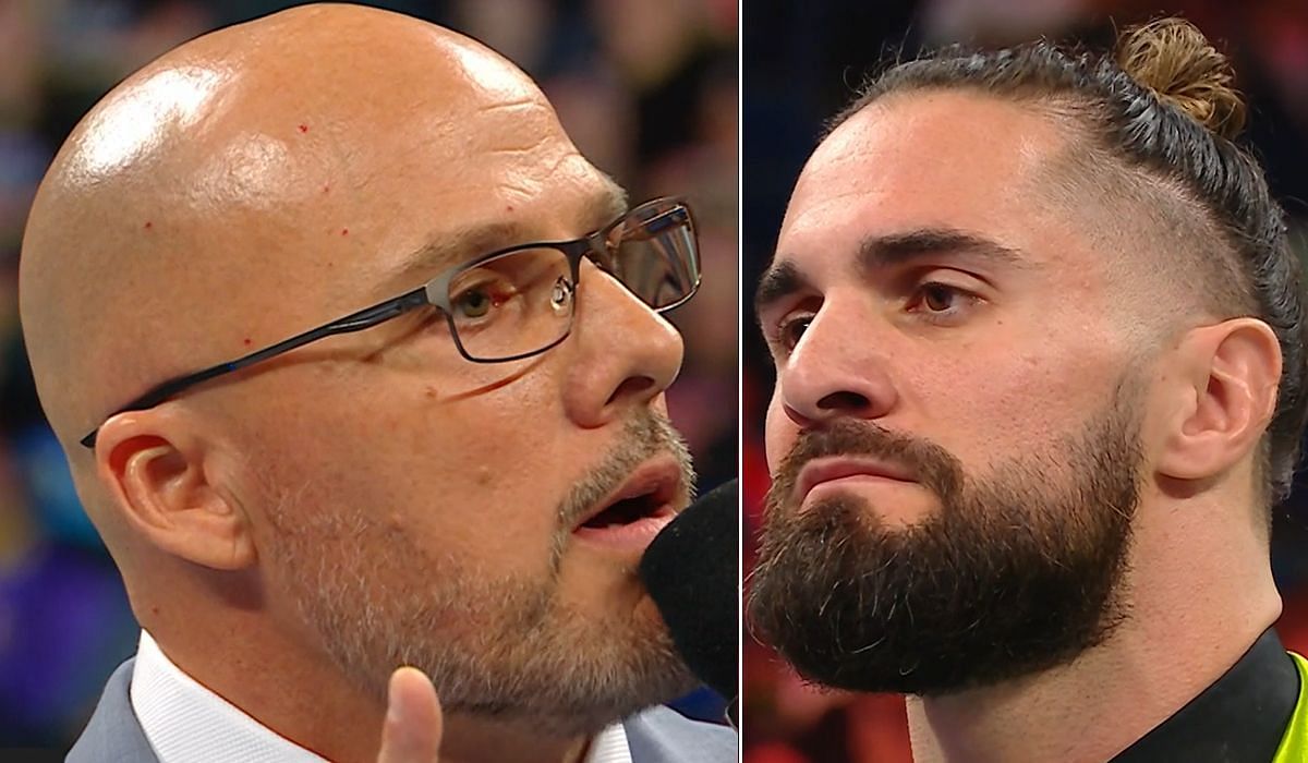 Adam Pearce (left), Seth Rollins (right). [Image credits: WWE]