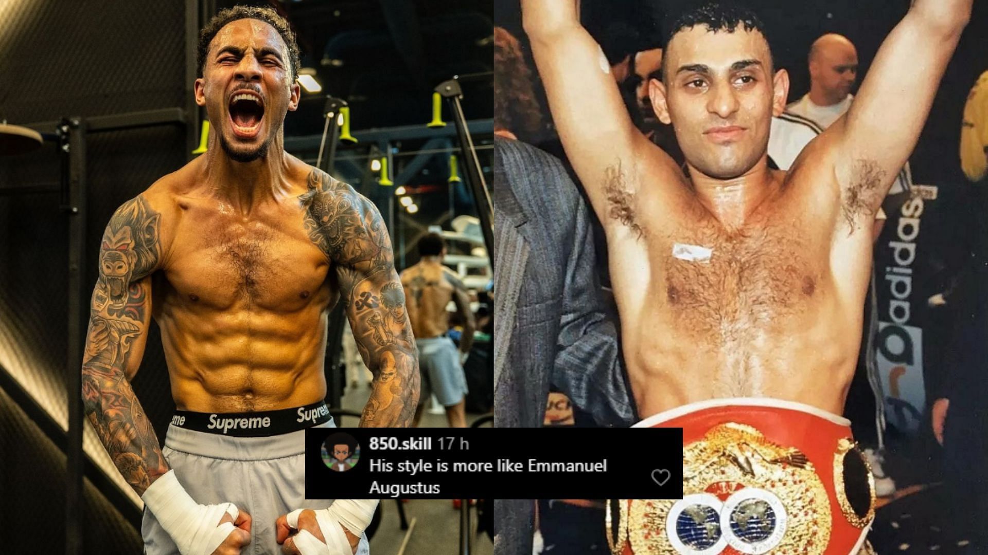 Fans react after Ben Whittaker (left) is compared to Prince Naseem (right) [Images courtesy of @benwhittaker &amp; @princenaseemhamed on Instagram]