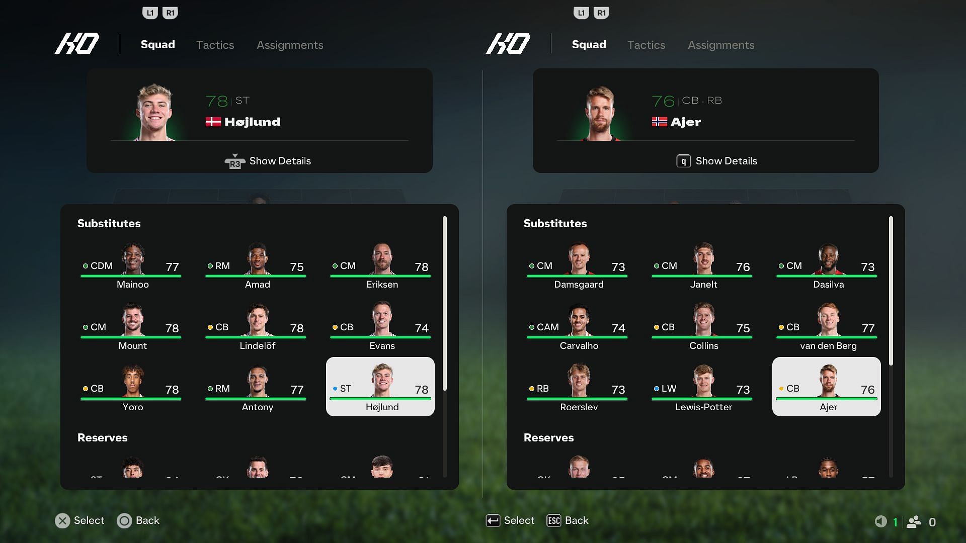 Man United and Brentford default formation (Image via EA Sports)