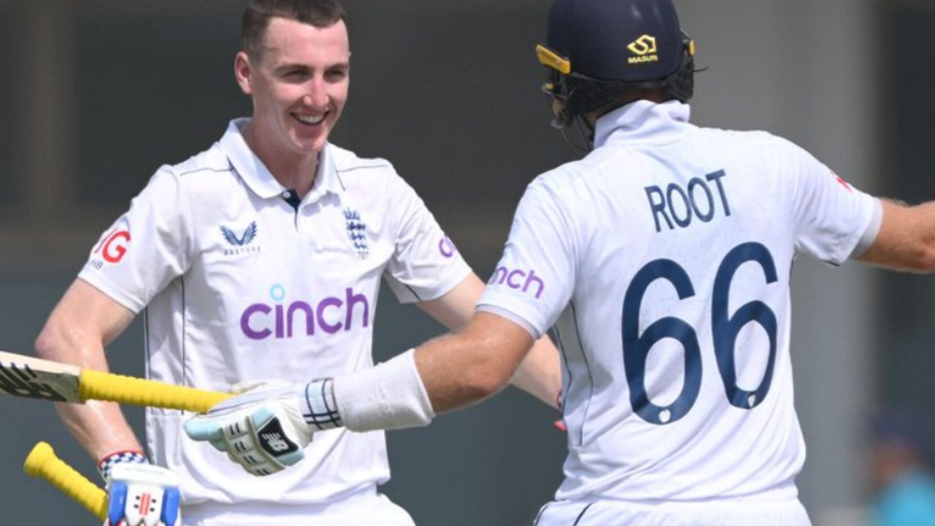 Harry Brook &amp; Joe Root (Image by England Cricket on X)