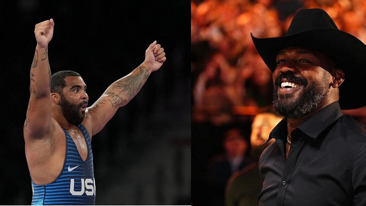 Gable Steveson and Jon Jones (Images via: Both Getty)