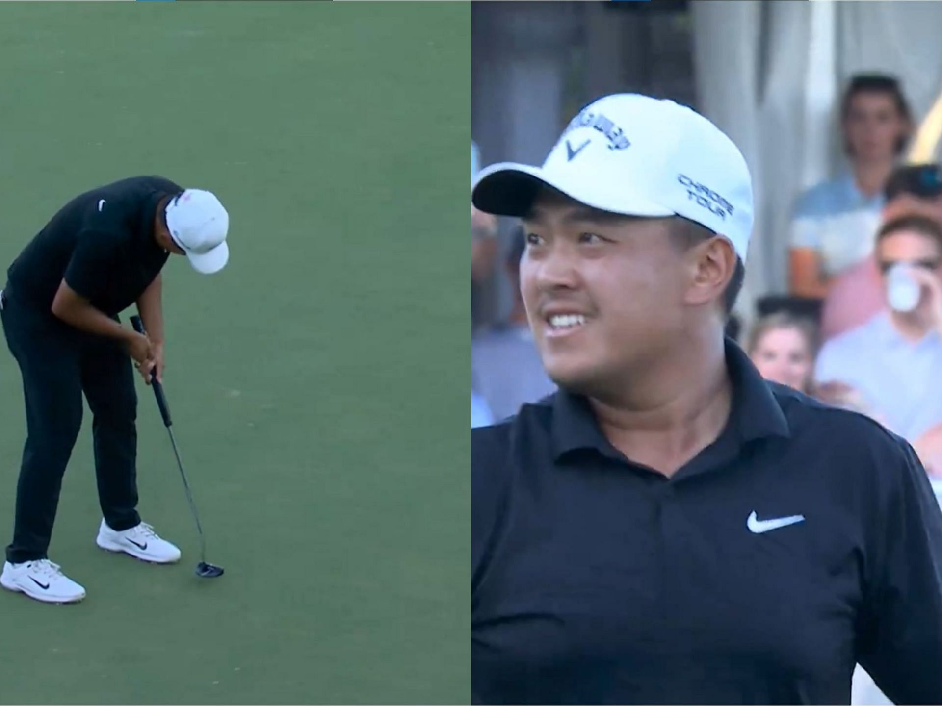 Kevin Yu makes a birdie putt to win the Sanderson Farms Championship (Image via X@PGATour)