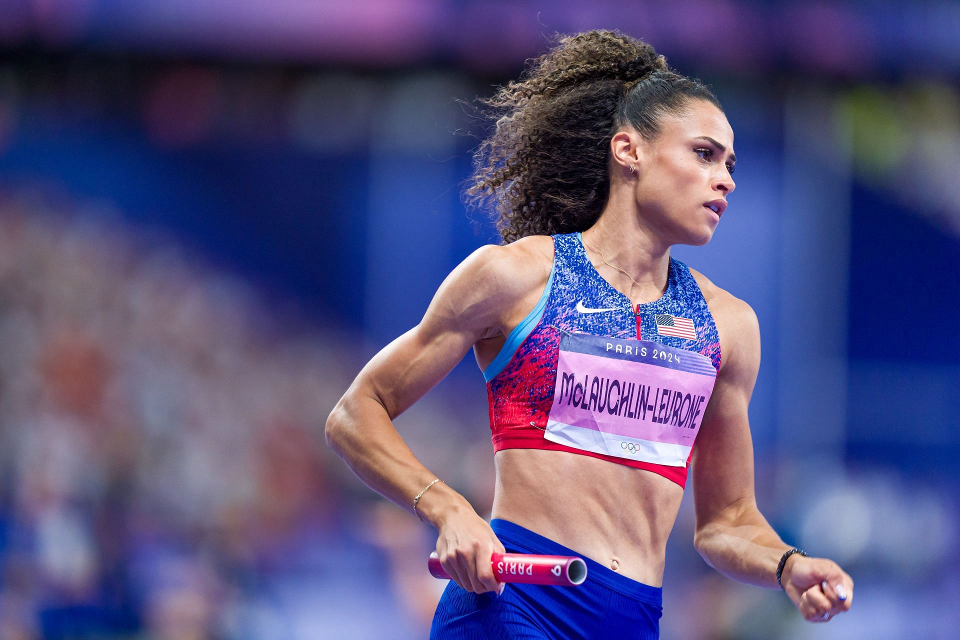 Sydney McLaughlin-Levone running the 4x400m relay at the Olympic Games Paris 2024: Day 15 - (Source: Getty)