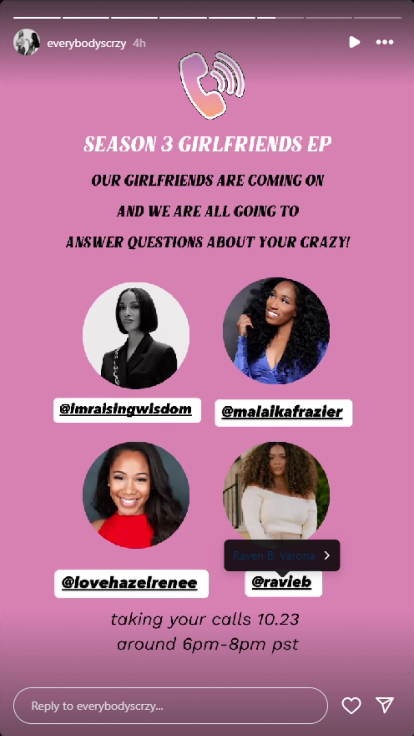 The guests for an upcoming &quot;girlfriends&quot; episode of &quot;Everybody&#039;s Crazy&quot; podcast. (Photo: Screengrabbed from the podcast&#039;s IG story)