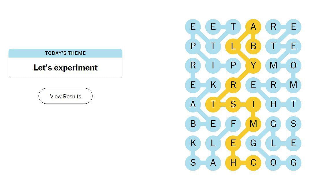 A finished Strands game