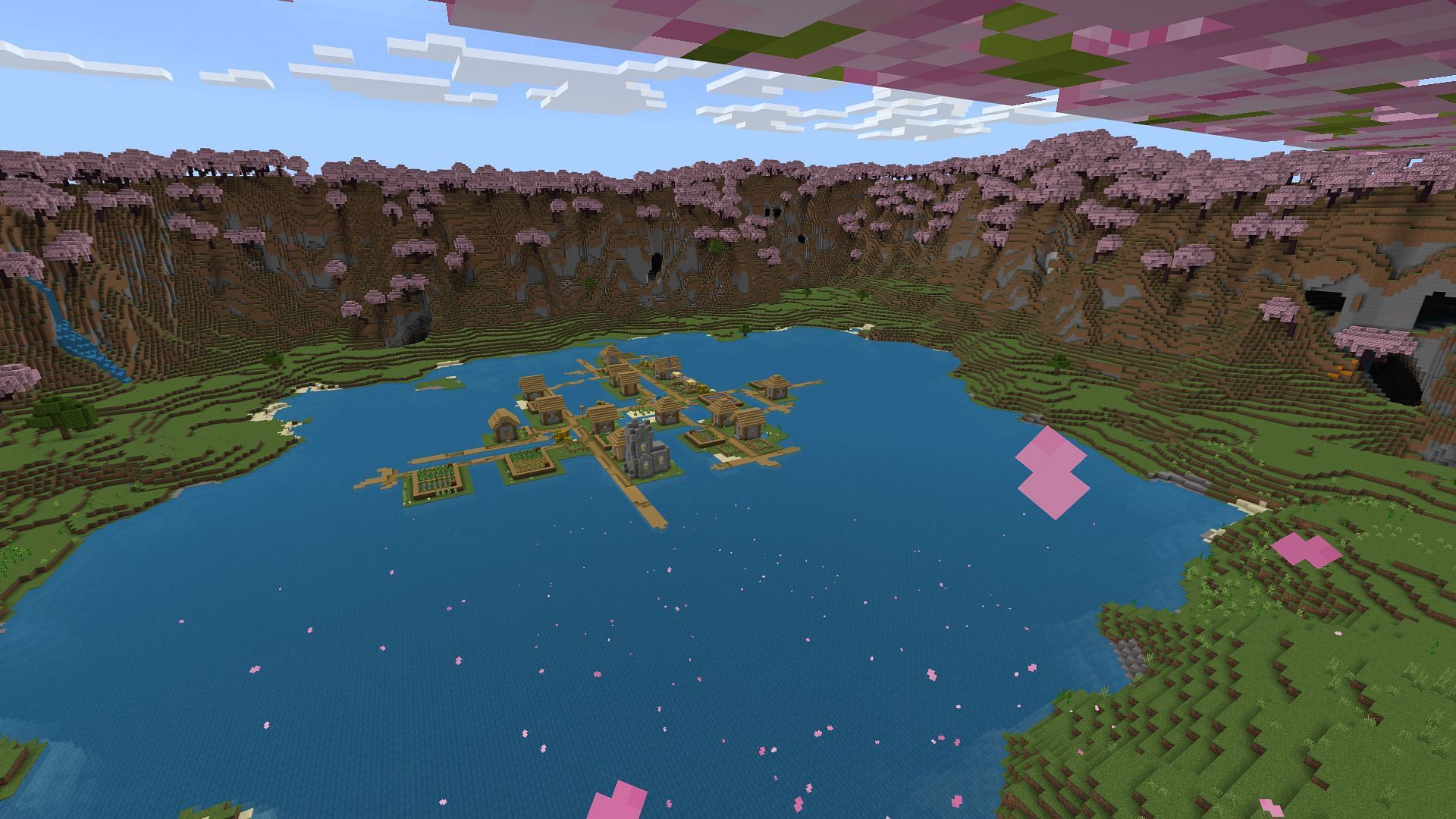 Beautiful village island (Image via Mojang)