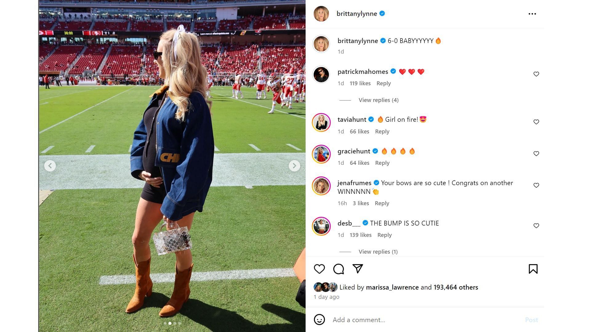 Patrick Mahomes&#039; wife Brittany shares Sunday football recap on Instagram [Image credit: @brittanylynne IG]