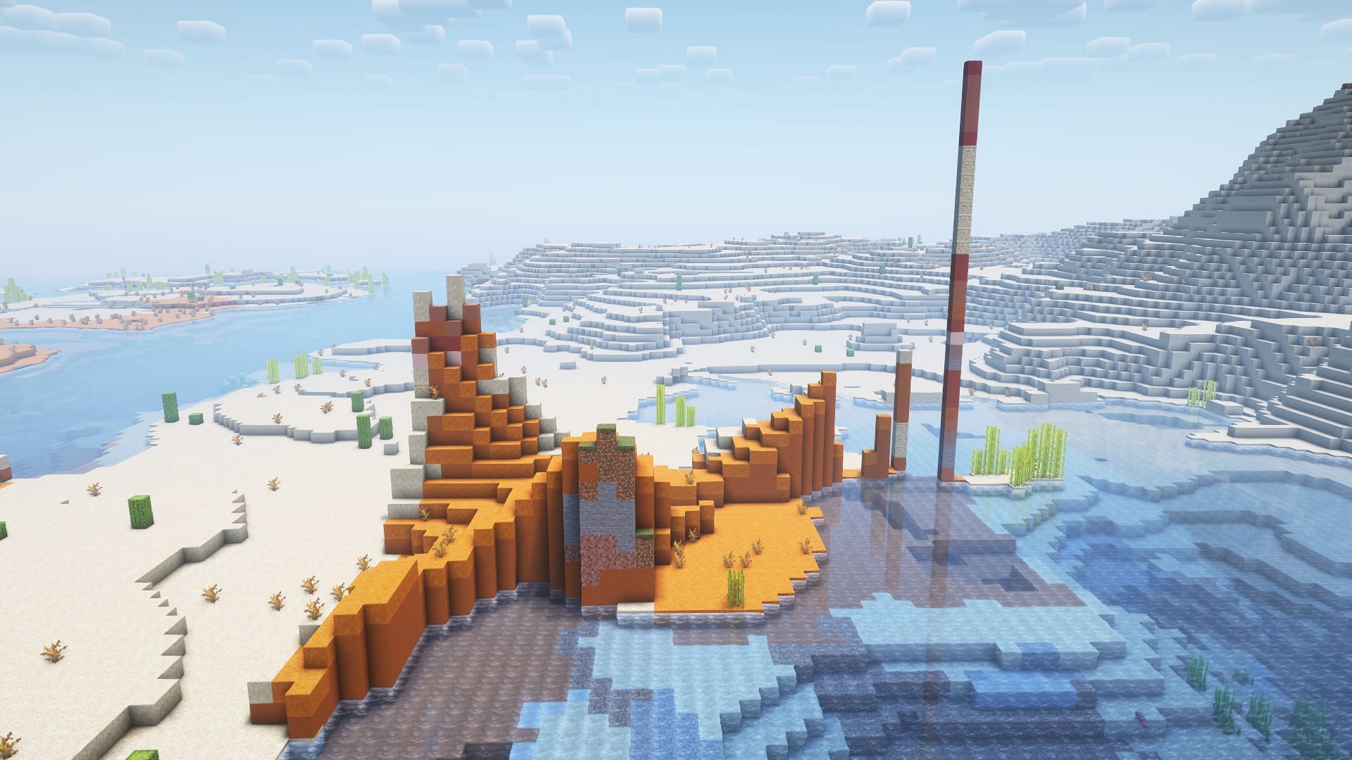 Eroded Badlands are rarely found in large patches (Image via Mojang Studios)