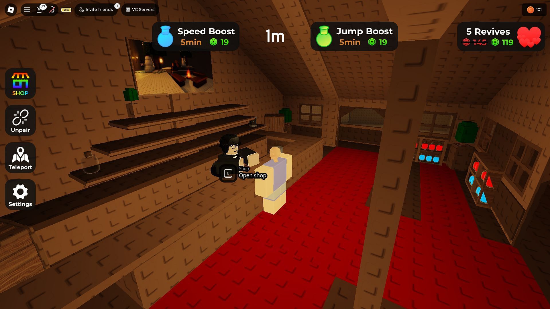 The in-game shop in Grab! (Image via Roblox)